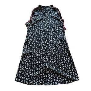 Womens Dress Size 8 Black White Cherry Print Button Down Floral Ruffle Sleeve
